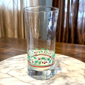 VTG 1987‎ Libbey Arby's Christmas Holiday 6" Tumbler Drinking Glass Holly Berry